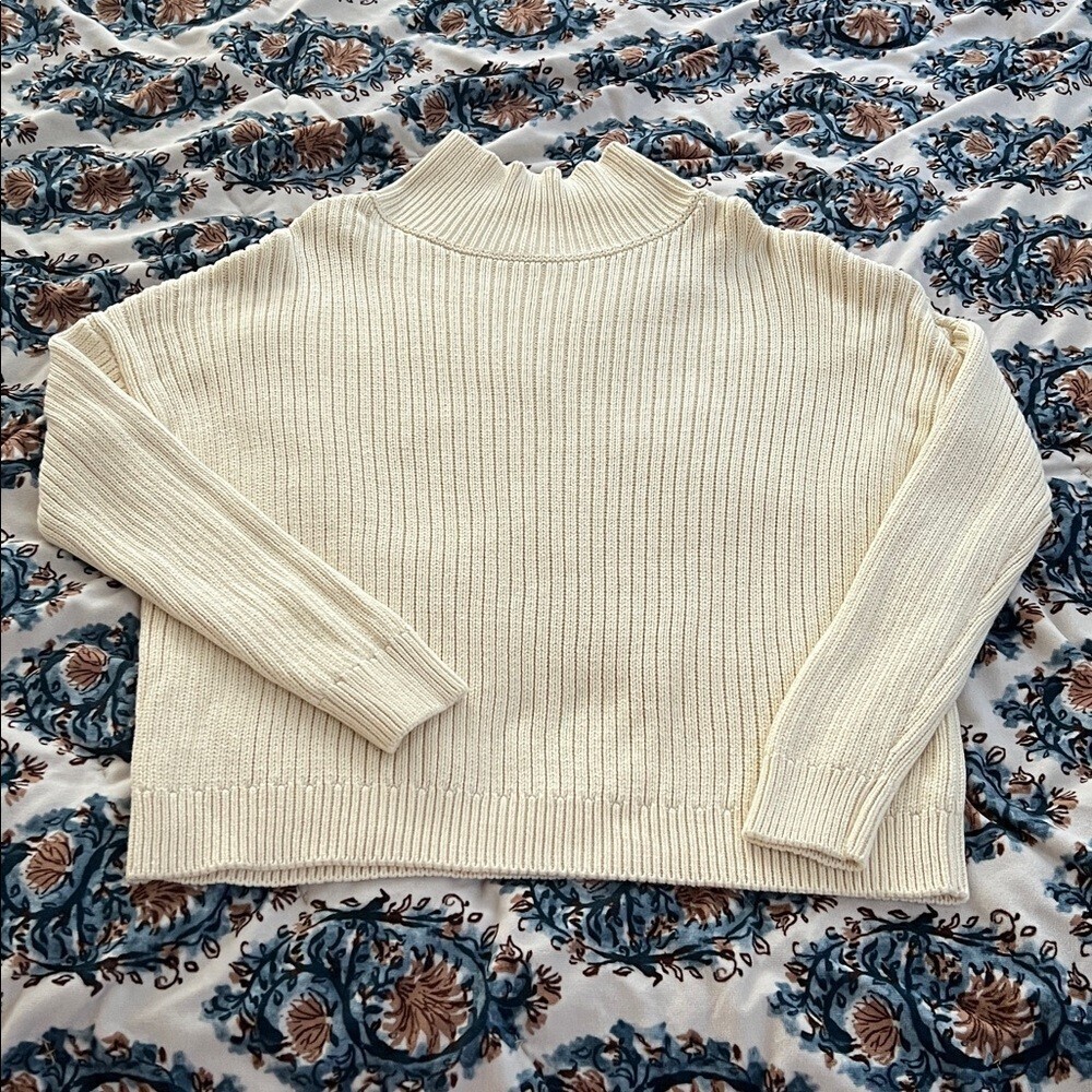 Emerson Fry ribbed Turtleneck Sweater Chunky Knit medium organic cotton Carolyn - Picture 3 of 11